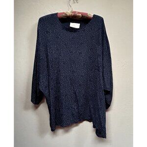 A Touch of Class Women Dot Print Dolman Sleeve Top One Size Fits All Blue Casual